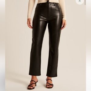Abercrombie Curve Love Vegan Leather Ankle Straight Pants